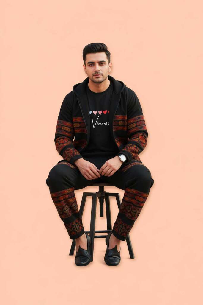 Himachali Woolen Black Jacket - Image 3
