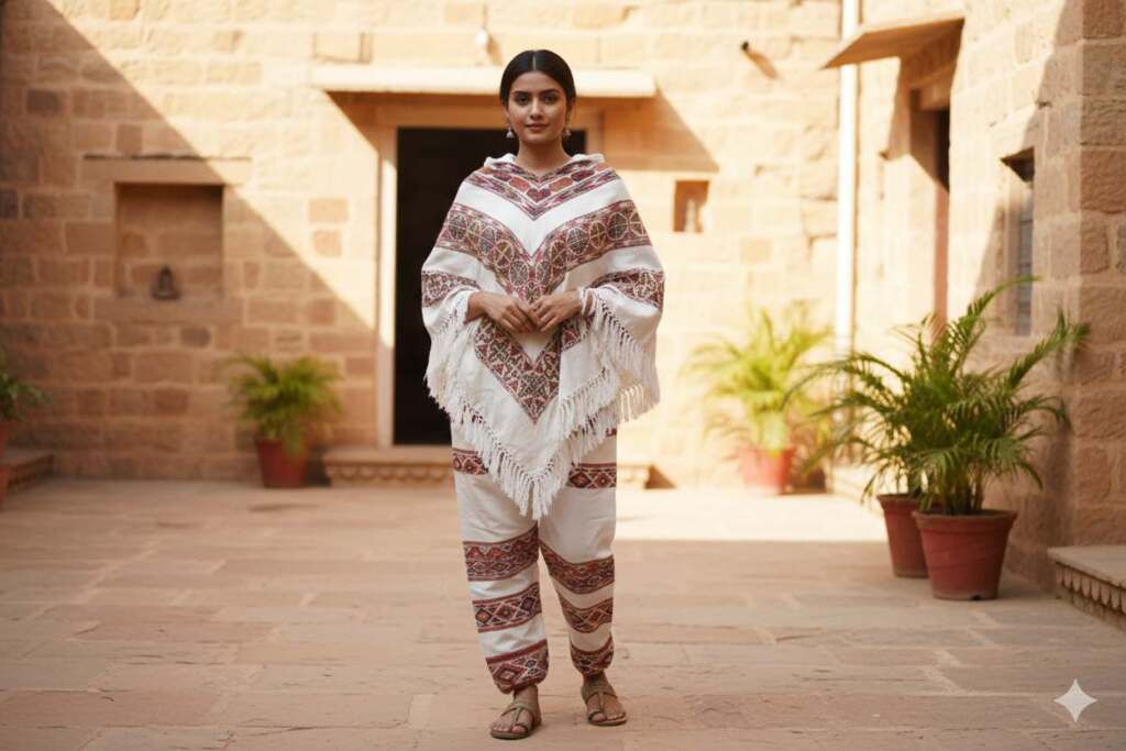 Girl's Ponchu And Lower Combo