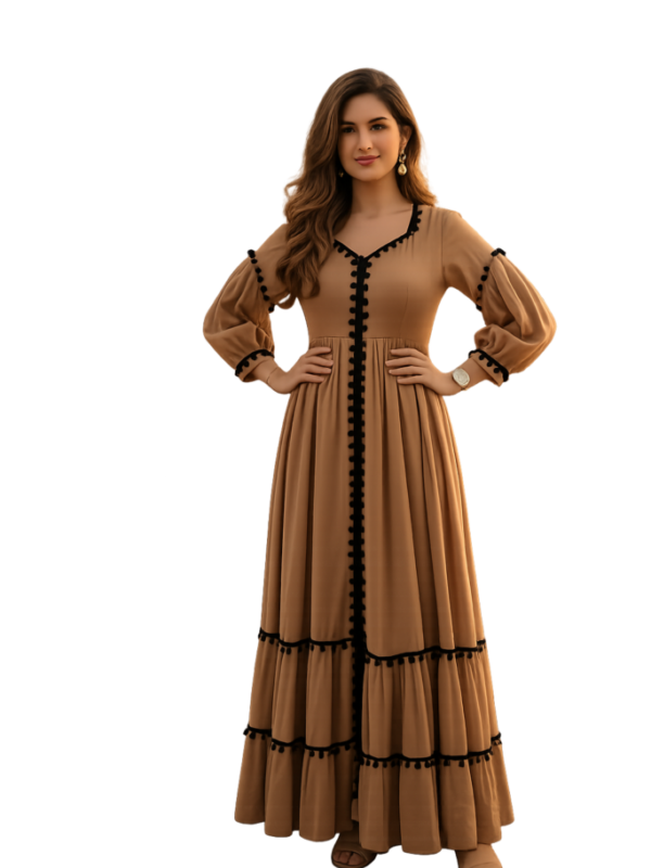 Black Pum Pum Border Work - Cotton