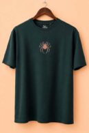 Smilemakers Oversized Graphic T-Shirt, Dark Green, Spider Print Front, 'I Fear Only that My Rage Will Fade Over Time' Back Print