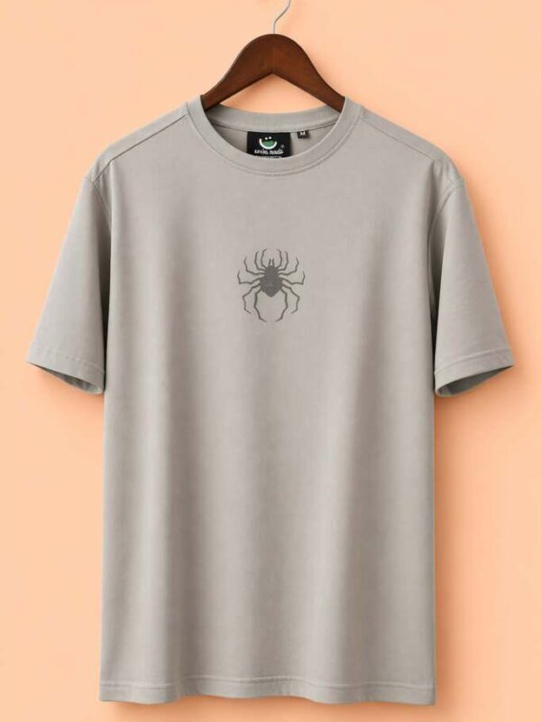 Unite Souls Spider Graphic T-Shirt, Beige, Oversized Fit, with Back Print Quote