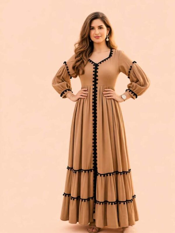 Black Pum Pum Border Work - Cotton