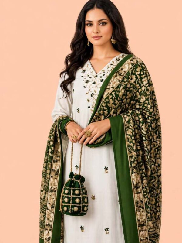 Women Embroidered Kurta Pant Set with Silk Dupatta | Ethnic Suit Set