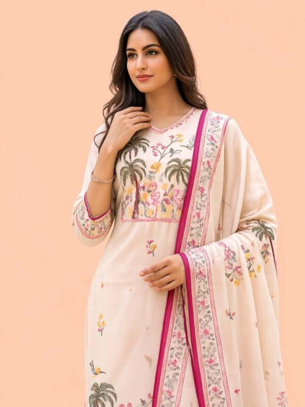 Viscose Rayon Fabric Summer Suit Set - Cream