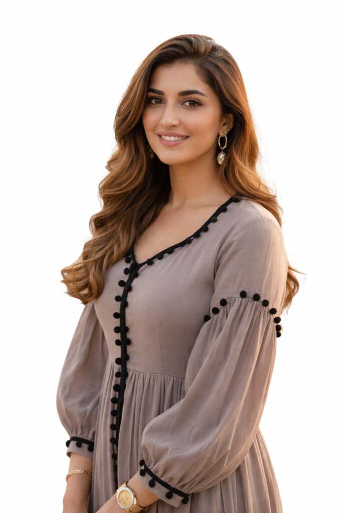 Black Pum Pum Border Work - Cotton - Image 2