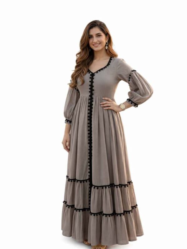 Black Pum Pum Border Work - Cotton