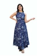 Blue-Floral printed Kurta with Plazzo - Cotton