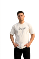 Never Stop Graphic Oversized T-Shirt, White, New York Graffiti Print, Casual Streetwear