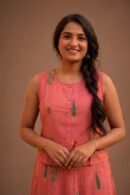 Pink Floral Printed Layered Maxi Dress for Women - Cotton