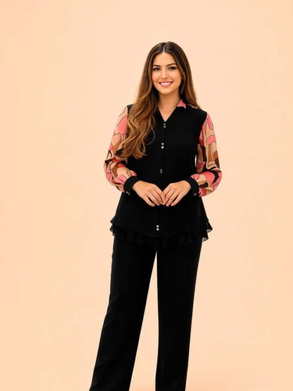 Women’s Printed Cotton Co-Ord Set | Stylish Black Top & Pant Set