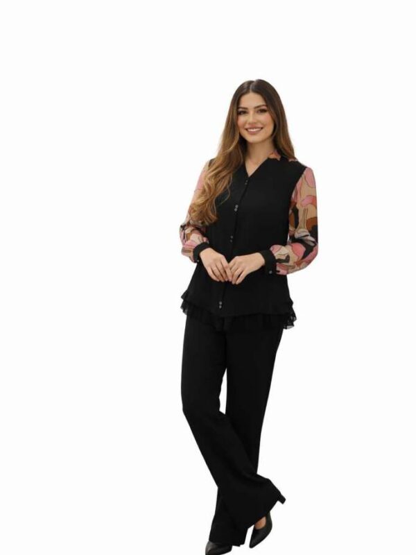 Women’s Printed Cotton Co-Ord Set | Stylish Black Top & Pant Set