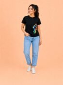 Women's Crew Neck T-Shirt-Black Colour Cotton