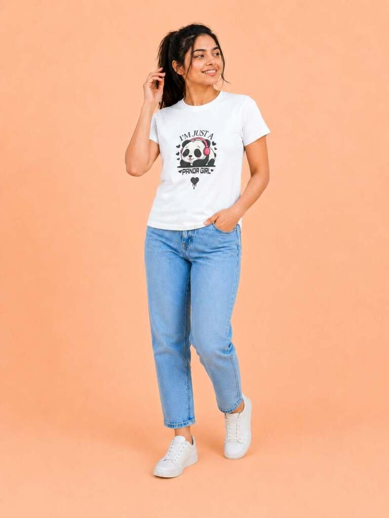 Women's Crew Neck T-Shirt-White Color