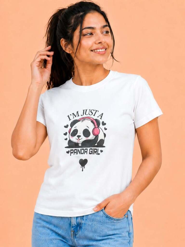 Women's Crew Neck T-Shirt-White Color - Image 3