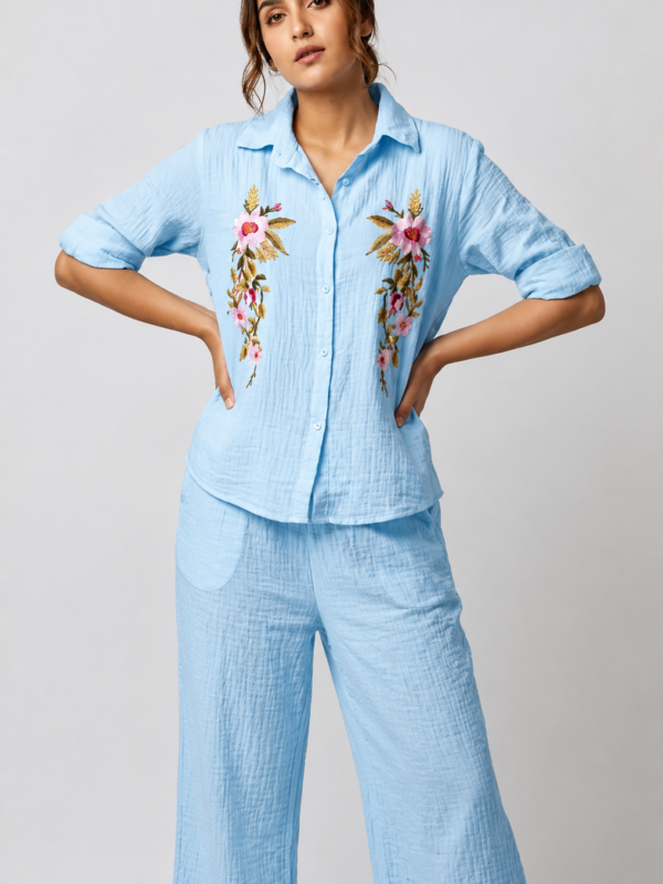 Women's Casual Floral Embroidered Co-Ord Set