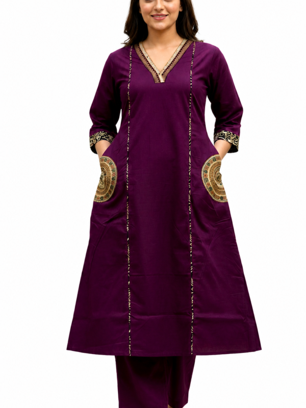 Embroidered A-Line Kurta Set