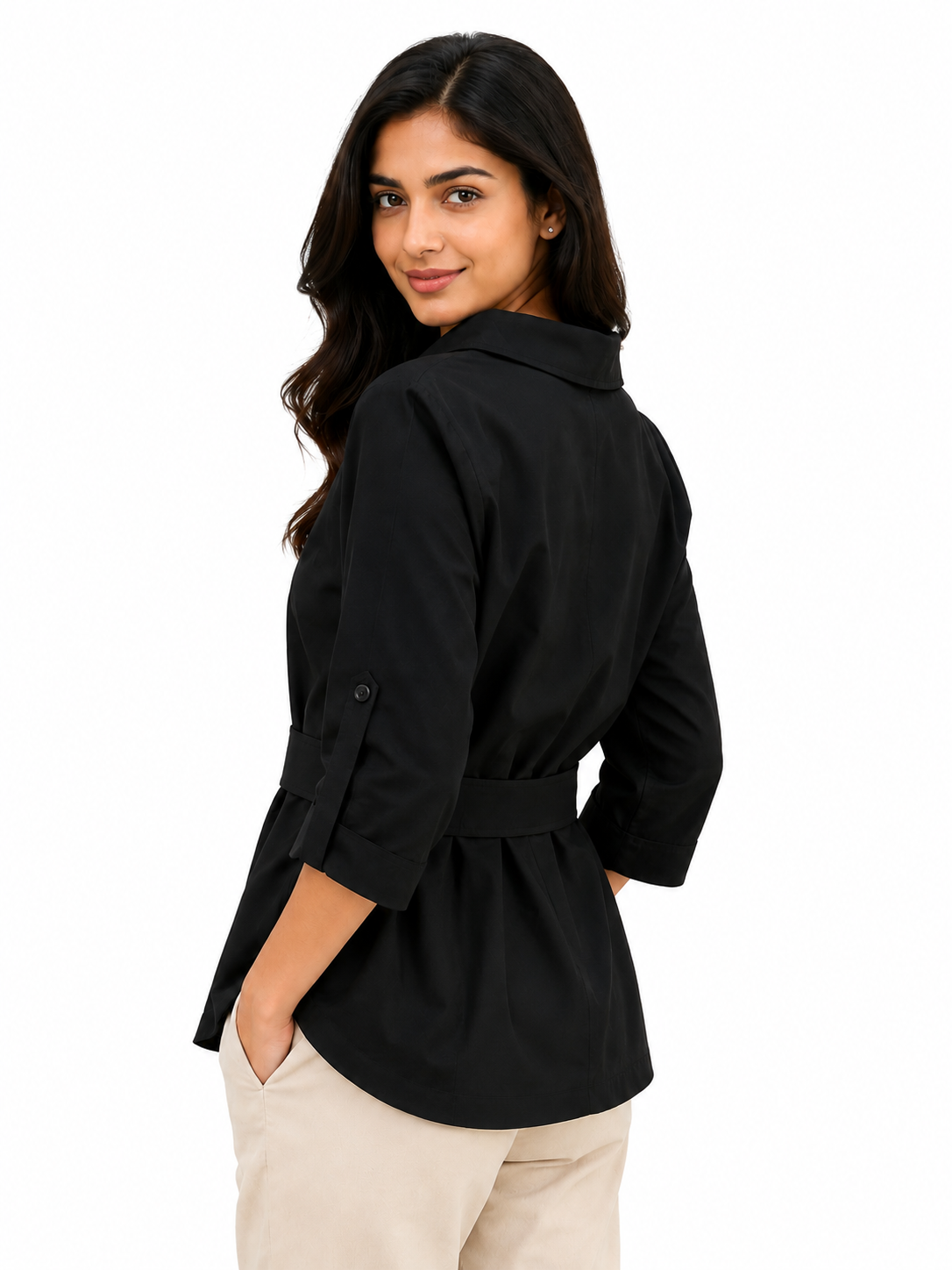 Hot Pink Belted Collared Shirt - Image 8
